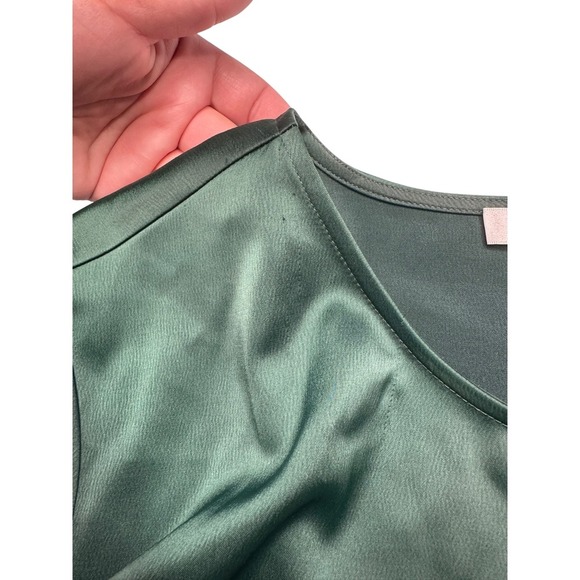 WAYF Merci Feather Trimmed Long Sleeve Cropped Top Women's Small Green Feather - Picture 6 of 8